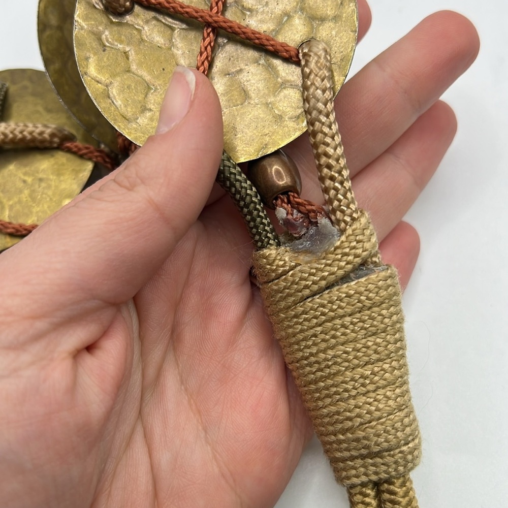 Womens Fashion Belt Gold Tone Metal Brown Boho Hippie Bulky Waist - Picture 9 of 12